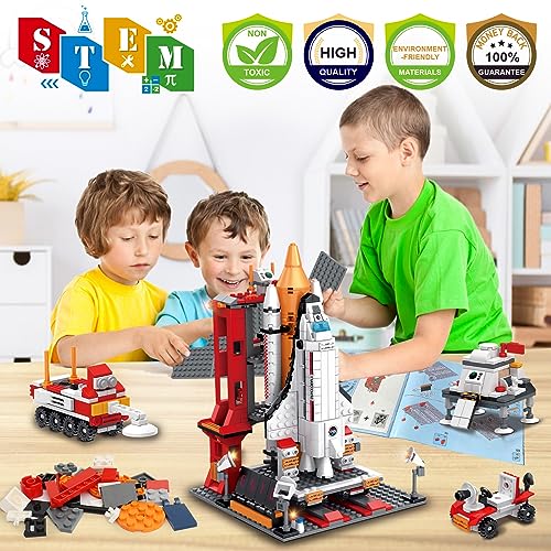 Sitodier Space Exploration Shuttle Building Toy, 1008pcs 7-in-1 Aerospace Building Set for 6+ Years with Heavy Transport Rocket and Launcher, Educational Construction Toy for 8-14 Years Boys Girls
