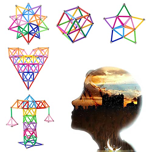 160 PCS Magnetic Building Sticks Toys, Magnetic Construction Set Toys and Educational Stacking Puzzle Toys For Adults and Toddlers, 2.3 Version