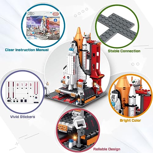 Sitodier Space Exploration Shuttle Building Toy, 1008pcs 7-in-1 Aerospace Building Set for 6+ Years with Heavy Transport Rocket and Launcher, Educational Construction Toy for 8-14 Years Boys Girls