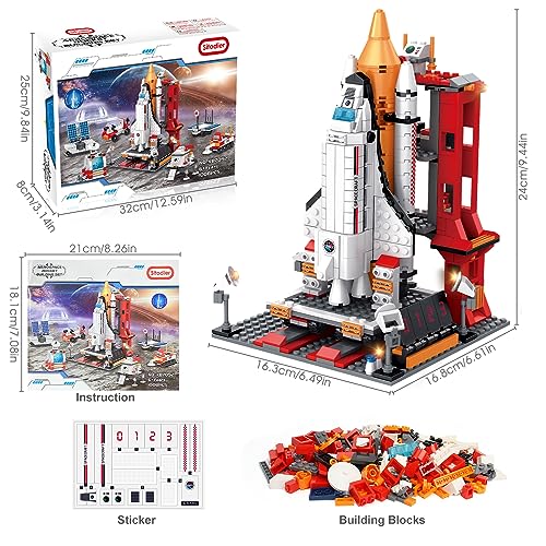 Sitodier Space Exploration Shuttle Building Toy, 1008pcs 7-in-1 Aerospace Building Set for 6+ Years with Heavy Transport Rocket and Launcher, Educational Construction Toy for 8-14 Years Boys Girls