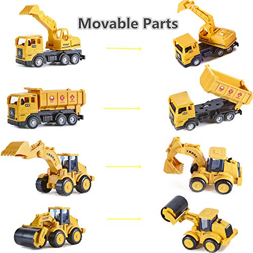 Yetech 7-1n-1 Construction Vehicles Toys Set with Play Mat - 7 Sturdy Engineering Trucks Toys, 27.6 * 31.5inches Play Mat, Christmas Birthday Gift for Toddlers Boys 3 4 5 6 7 Years Old