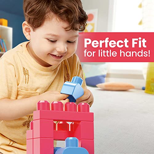 MEGA BLOKS Big Building Bag building set with 60 big and colorful building blocks, and 1 storage bag, toy gift set for ages 1 and up, DCH54