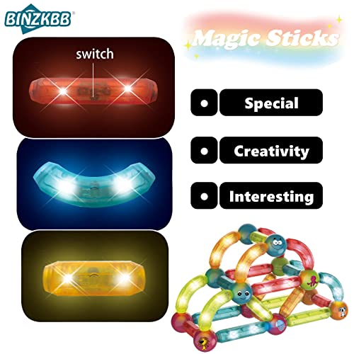 BINZKBB Magnetic Building Blocks,Large 3D Magnet STEM Educational Construction Toys,Sensory Montessori Preschool Building Sticks Kids Blocks for Ages 3 4 5 6 Year Old Boys Girls Toddlers