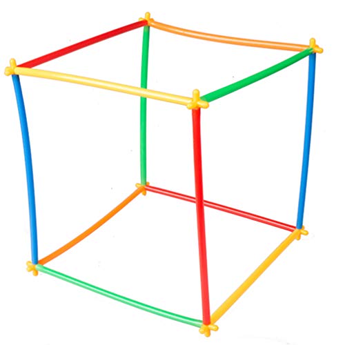 jojofuny 204 Pieces Straw Construction Toy Plastic Straw Block Play Set Colourful Locking Engineering Learning Kit with Wheels