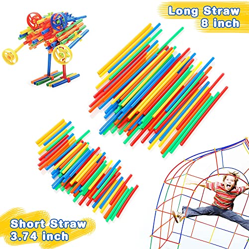 SIENIANLINE Straw Constructor STEM Building Toys 480 pcs Interlocking Plastic Educational Toys Engineering Building Blocks -Fun- Educational- Safe for Kids- Develops Motor Skills-Construction Blocks