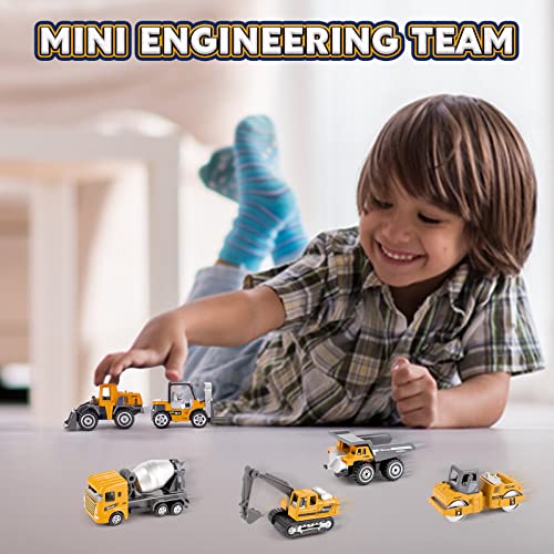 Kid Diecast Metal Cars Engineering Vehicles Set,Construction Toys for Boys 3 Year Olds Sand Pit Play (6pcs Set)