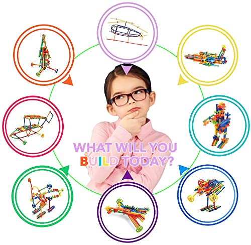 SIENIANLINE Straw Constructor STEM Building Toys 480 pcs Interlocking Plastic Educational Toys Engineering Building Blocks -Fun- Educational- Safe for Kids- Develops Motor Skills-Construction Blocks