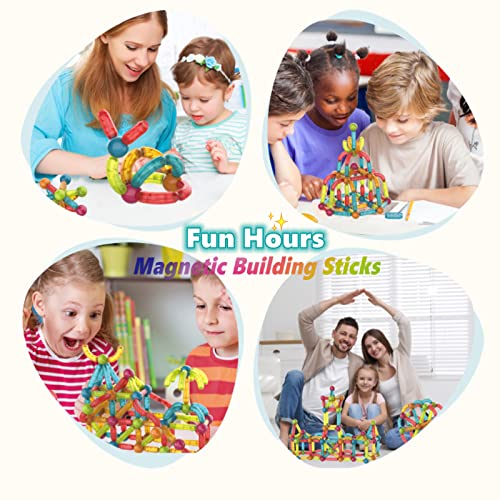 BINZKBB Magnetic Building Blocks,Large 3D Magnet STEM Educational Construction Toys,Sensory Montessori Preschool Building Sticks Kids Blocks for Ages 3 4 5 6 Year Old Boys Girls Toddlers