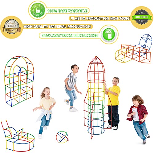 SIENIANLINE Straw Constructor STEM Building Toys 480 pcs Interlocking Plastic Educational Toys Engineering Building Blocks -Fun- Educational- Safe for Kids- Develops Motor Skills-Construction Blocks