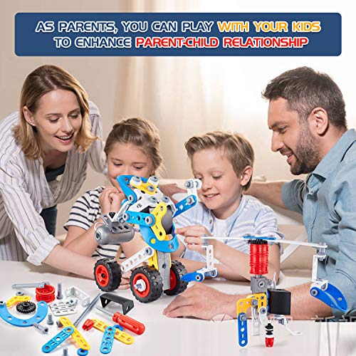 STEM Toys Building Blocks for 5-10 Years Old Kids, 113 Pcs Educational Construction Toys for Kids Age 5 6 7 8 9 10, Learning Engineering Kit Creative Set Gift for Kids Boys Girls Birthday Presents