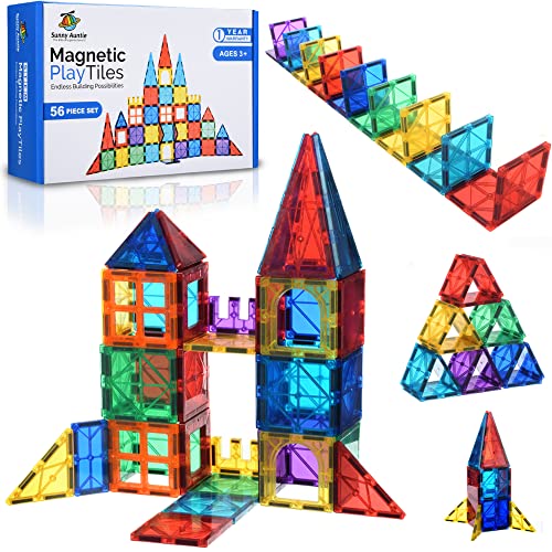 Toy Blocks Building Set, Magnetic Tiles for Kids, STEM Educational Toy, 56pcs, Great Gift for for 3-8 Year Old Boys & Girls - Kids & Toddlers