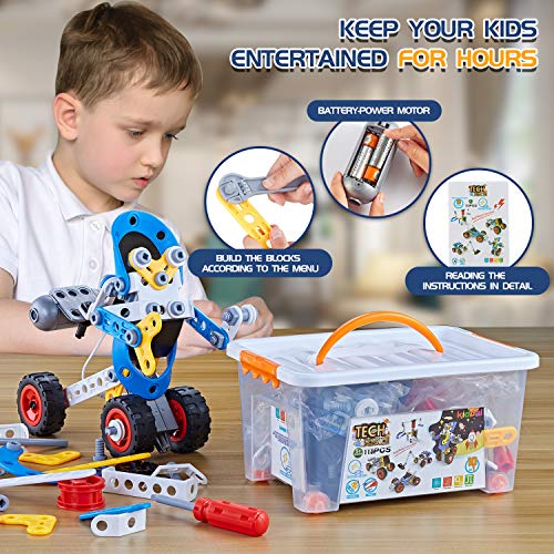 STEM Toys Building Blocks for 5-10 Years Old Kids, 113 Pcs Educational Construction Toys for Kids Age 5 6 7 8 9 10, Learning Engineering Kit Creative Set Gift for Kids Boys Girls Birthday Presents