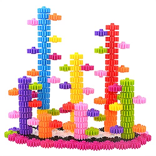 SIENIANLINE Gears Interlocking Learning Set, STEM Construction Toy Set - Building Kit Toys 180 Pcs - 10 Colors