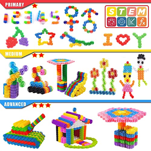 SIENIANLINE Gears Interlocking Learning Set, STEM Construction Toy Set - Building Kit Toys 180 Pcs - 10 Colors