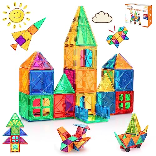 LeagoEra Magnetic Building Blocks Magnetic Tiles 50PCS 3D STEM Toy Set, Kids Learning Educational Construction Toys for Boys Girls Age 3 4 5 6 7 Years Old Christmas Birthday Gifts