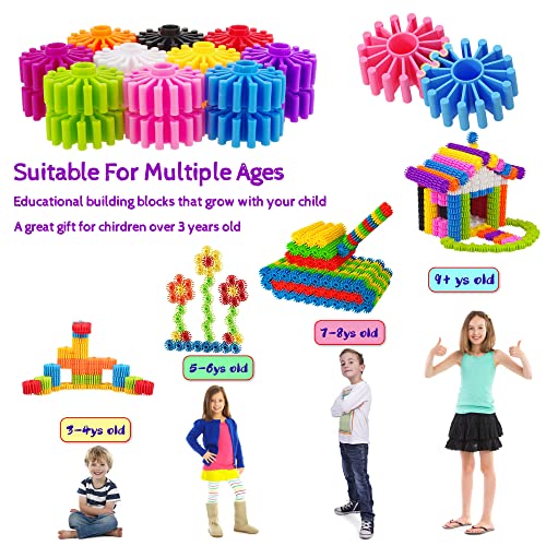 SIENIANLINE Gears Interlocking Learning Set, STEM Construction Toy Set - Building Kit Toys 180 Pcs - 10 Colors