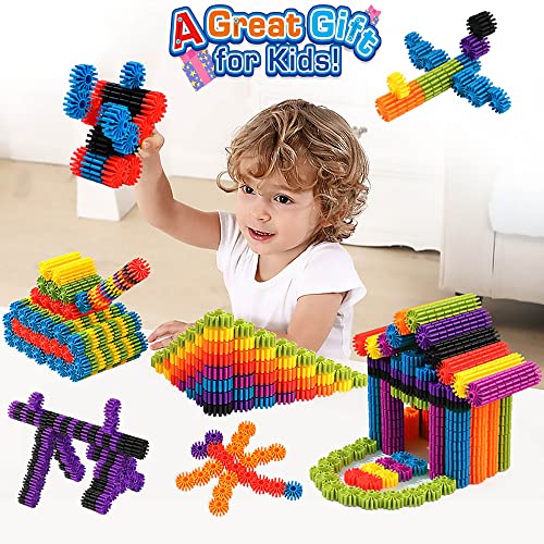 SIENIANLINE Gears Interlocking Learning Set, STEM Construction Toy Set - Building Kit Toys 180 Pcs - 10 Colors