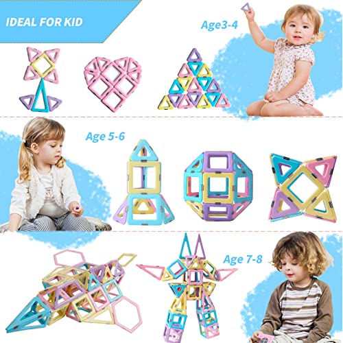 Magblock 52 PCS Magnetic Building Blocks, Magnetic Tiles STEM Educational Construction Toys for Kid Magnet Game Gift for Age 3 + Year Old Boys and Girls