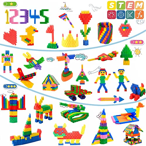 TOMYOU Kids 600pcs Set Building Blocks Construction Toy - Learning Playset STEM Toy Set Educational Kit Child Branin Development Preschool Kindergarten Toy