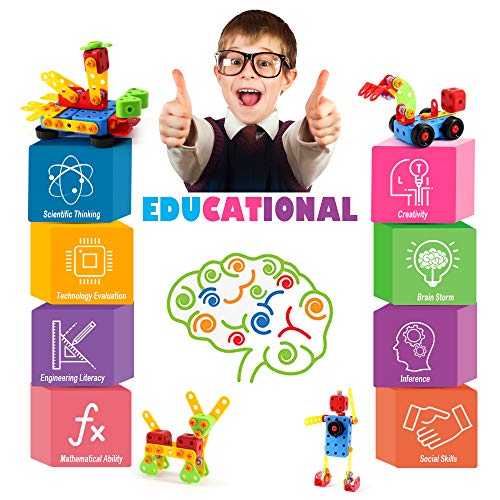 VATOS Building Construction Toys Set for Boys 327 Pcs - STEM Engineering Screw & Drills Block Bricks, Toys for Boys Ages 3 4 5 6-10 Year Old, Creative Toy Gift for Kids Toddlers