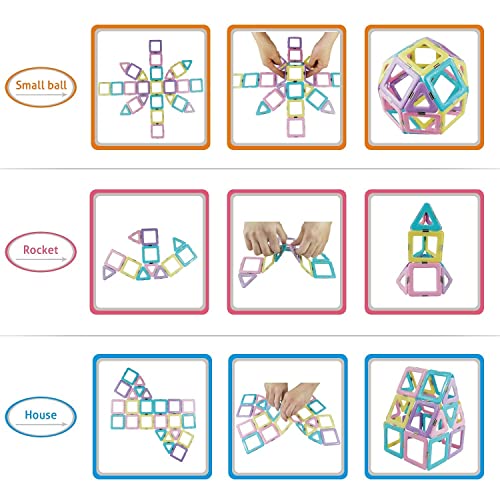 Magblock 52 PCS Magnetic Building Blocks, Magnetic Tiles STEM Educational Construction Toys for Kid Magnet Game Gift for Age 3 + Year Old Boys and Girls