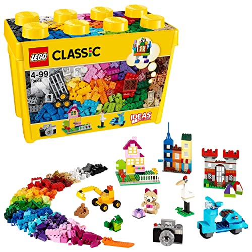LEGO 10698 Classic Large Creative Brick Storage Box Set, Construction Toy with Windows, Doors, Wheels and Green Baseplate, Building Toys for Kids 4 Plus Years Old