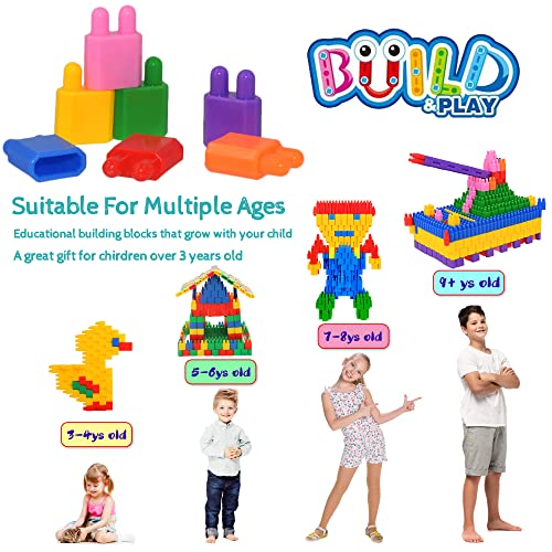 TOMYOU Kids 600pcs Set Building Blocks Construction Toy - Learning Playset STEM Toy Set Educational Kit Child Branin Development Preschool Kindergarten Toy