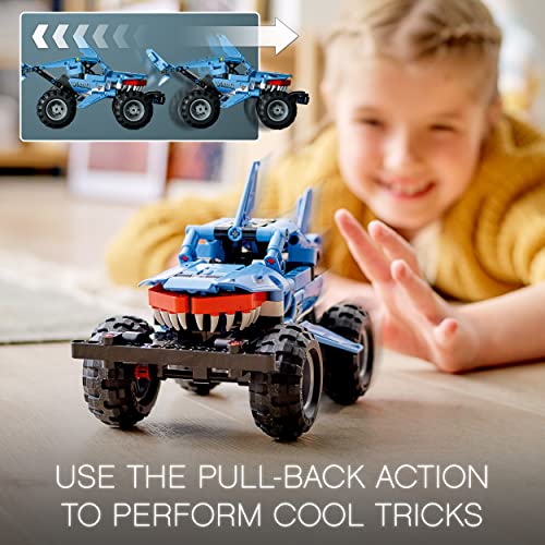 LEGO Technic Monster Jam Megalodon 2 in 1 Pull Back Shark Truck to Lusca Low Racer Car Toy, 2022 Series, Set for Kids, Boys and Girls 7 Plus Years Old 42134