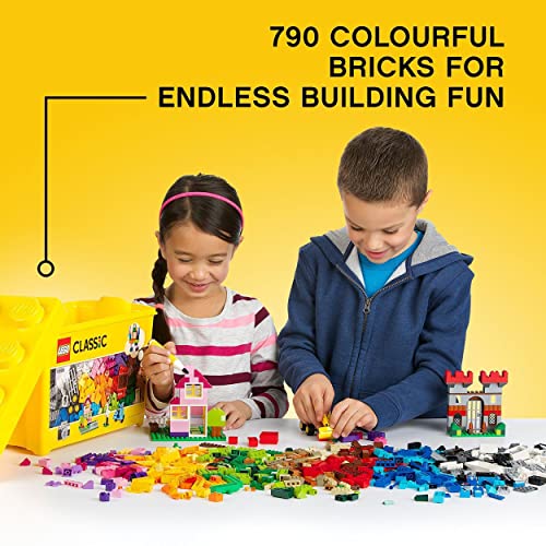 LEGO 10698 Classic Large Creative Brick Storage Box Set, Construction Toy with Windows, Doors, Wheels and Green Baseplate, Building Toys for Kids 4 Plus Years Old