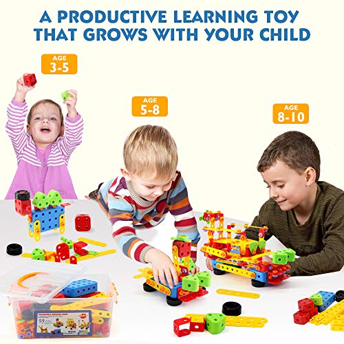 VATOS Building Construction Toys Set for Boys 327 Pcs - STEM Engineering Screw & Drills Block Bricks, Toys for Boys Ages 3 4 5 6-10 Year Old, Creative Toy Gift for Kids Toddlers