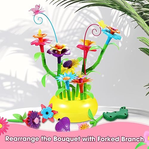 Flower Garden Building Toys for 3 Year Olds Girl | Girl Gifts Kids Garden Toys | Educational Construction Toys for 3 4 5 Year Olds | Construction Flowers Set with Storage Case(140PCS)