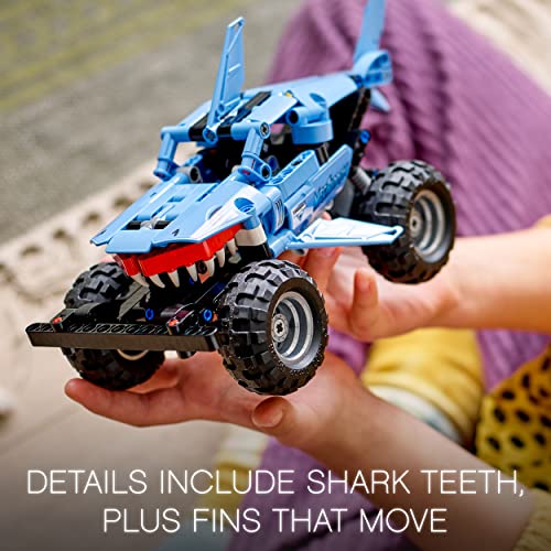LEGO Technic Monster Jam Megalodon 2 in 1 Pull Back Shark Truck to Lusca Low Racer Car Toy, 2022 Series, Set for Kids, Boys and Girls 7 Plus Years Old 42134