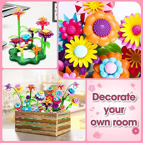 Flower Garden Building Toys for 3 Year Olds Girl | Girl Gifts Kids Garden Toys | Educational Construction Toys for 3 4 5 Year Olds | Construction Flowers Set with Storage Case(140PCS)