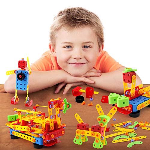 VATOS Building Construction Toys Set for Boys 327 Pcs - STEM Engineering Screw & Drills Block Bricks, Toys for Boys Ages 3 4 5 6-10 Year Old, Creative Toy Gift for Kids Toddlers