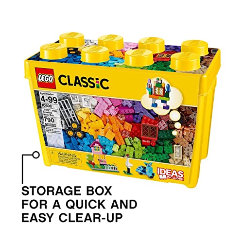 LEGO 10698 Classic Large Creative Brick Storage Box Set, Construction Toy with Windows, Doors, Wheels and Green Baseplate, Building Toys for Kids 4 Plus Years Old
