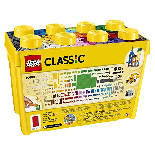 LEGO 10698 Classic Large Creative Brick Storage Box Set, Construction Toy with Windows, Doors, Wheels and Green Baseplate, Building Toys for Kids 4 Plus Years Old