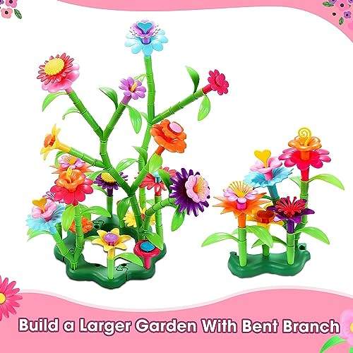 Flower Garden Building Toys for 3 Year Olds Girl | Girl Gifts Kids Garden Toys | Educational Construction Toys for 3 4 5 Year Olds | Construction Flowers Set with Storage Case(140PCS)