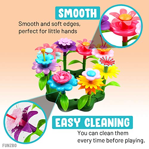 FunzBo Flower Garden Building STEM Toys - Gardening Pretend Gift for Girls Kids Toy - Educational Activity for Preschool Children Age 3 4 5 6 7 Year Old, Stacking Game for Toddlers (Meduim)