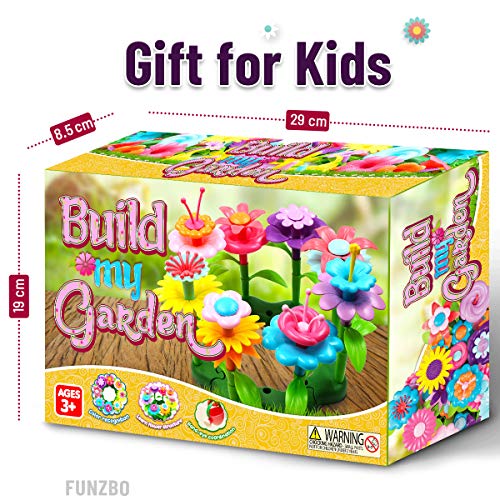 FunzBo Flower Garden Building STEM Toys - Gardening Pretend Gift for Girls Kids Toy - Educational Activity for Preschool Children Age 3 4 5 6 7 Year Old, Stacking Game for Toddlers (Meduim)