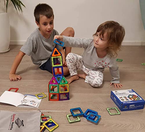 Sunny Auntie Magnetic Building Blocks, Tiles Set for 3 4 5 6 7 8 Year Old Boys & Girls - Kids & Toddlers STEM Educational Construction Toy/Game Gift for 3-8 Year Olds, 36 pcs Set Gift Box