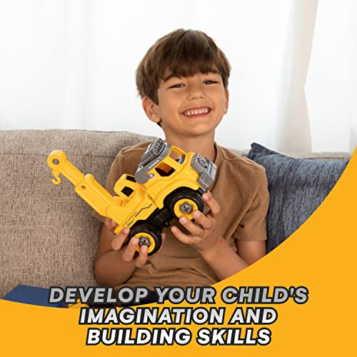 Top Race Take Apart Construction Truck with Battery Powered Drill – 3-in-1 Stem Toys Toy Truck with Drill and Remote Control – Easy to Assemble