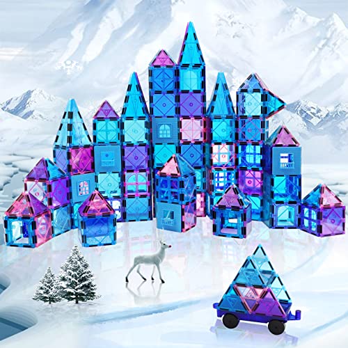 Magnetic Building Blocks Kids Boys Girls Toys Age 6 7 8 9 Magnetic Tiles 3D Castle for Princess Learning Educational STEM Toy 3 4 5 6 7 8 9 Year Old Boy Girls Gifts on Birthday Christmas 47pcs