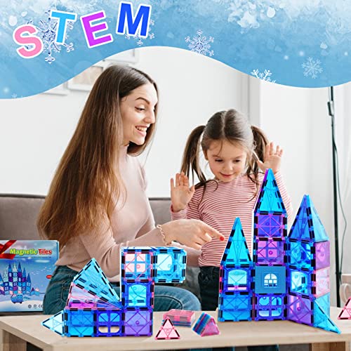 Magnetic Building Blocks Kids Boys Girls Toys Age 6 7 8 9 Magnetic Tiles 3D Castle for Princess Learning Educational STEM Toy 3 4 5 6 7 8 9 Year Old Boy Girls Gifts on Birthday Christmas 47pcs