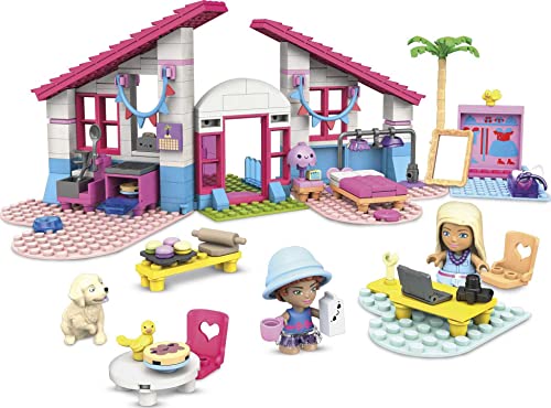 Barbie ​​MEGA Barbie Malibu House Building Set with 303 bricks and special pieces, accessories and 2 micro-dolls, toy gift set for ages 5 and up ​