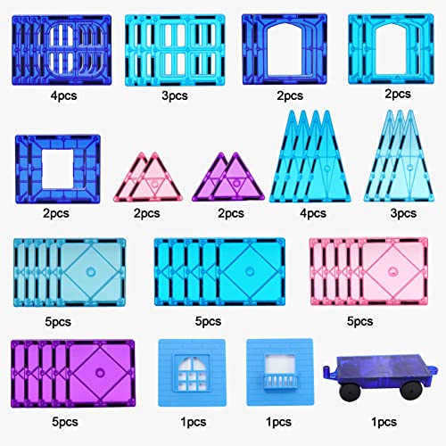 Magnetic Building Blocks Kids Boys Girls Toys Age 6 7 8 9 Magnetic Tiles 3D Castle for Princess Learning Educational STEM Toy 3 4 5 6 7 8 9 Year Old Boy Girls Gifts on Birthday Christmas 47pcs