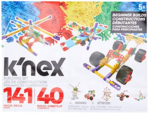 K'NEX 15210 Beginner 40 Model Building Set, Educational Toys for Boys and Girls, 141 Piece Beginners Learning Kit, Engineering for Kids, Colourful Building Construction Toys for Children Aged 5 +