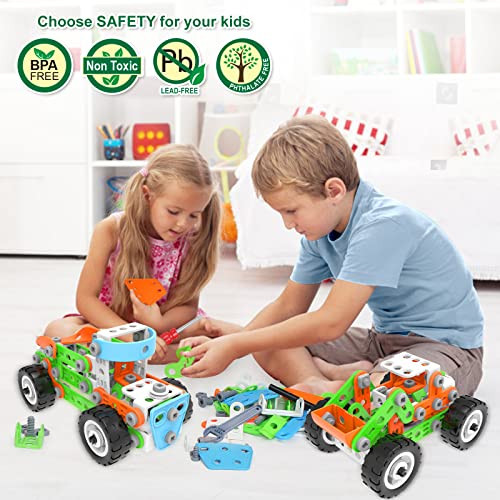 MOONTOY STEM Toys Building Blocks Toys for 5 Year Old Boys Girl- 218 PCS Construction Toys Gift,10-in-1 Educational Dinosaur Building Toys Activities Game Present for Kids Ages 4 5 6 7 8 9 10 Year Old