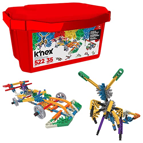 K'NEX Click and Construct Value Building Set with Storage Tub Educational Toys for Kids, 522 Piece Stem Learning Kit, Construction Toys for Kids Aged 7+ Basic Fun 18025