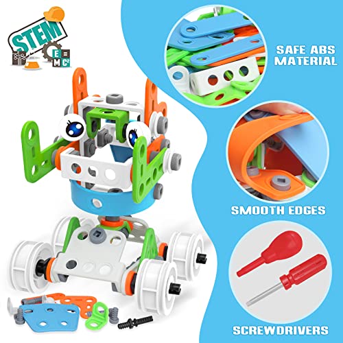 MOONTOY STEM Toys Building Blocks Toys for 5 Year Old Boys Girl- 218 PCS Construction Toys Gift,10-in-1 Educational Dinosaur Building Toys Activities Game Present for Kids Ages 4 5 6 7 8 9 10 Year Old