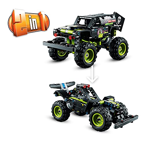 LEGO Technic Monster Jam Grave Digger Truck Toy to Off-Road Buggy, Pull Back 2 in 1 Building Set, Gifts For Kids, Boys and Girls 7 plus Years Old 42118